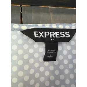 Express‎ Women's Polka Dot Top Blouse Gold Zipper Detail Short Sleeve thumbnail 5