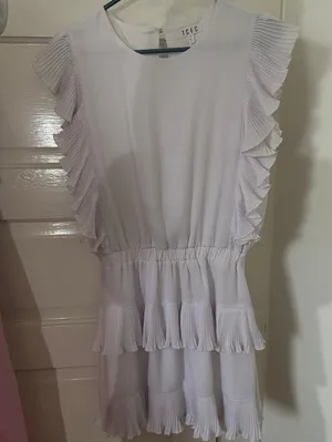 TCEC White Ruffle Mini Dress Sleeve M thumbnail 2