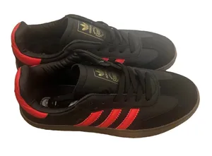 adidas Men’s Low Top Lace-Up Athletic Sneakers Black Red Solid Logo thumbnail 1