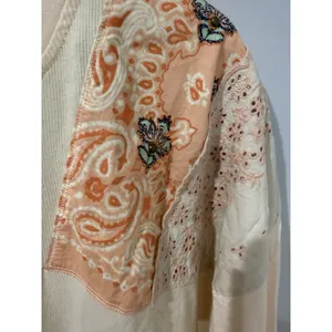 Free‎ People Feelin' It Oversized Tee Peach Alabaster Patchwork Small thumbnail 4
