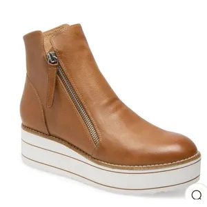 Silent D Nene tan leather booties Women's Size 39 US 8-8.5 Platform thumbnail 1