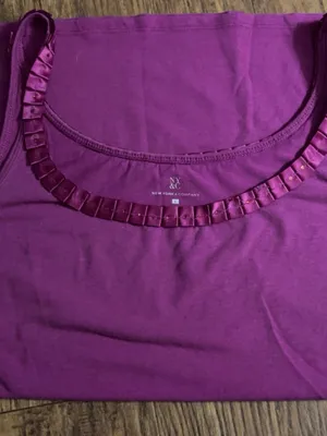 New York & Company Purple Satin-Trim Camisole thumbnail 4
