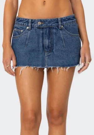 Edikted Clementine Low Rise Denim Micro Skort  thumbnail 2