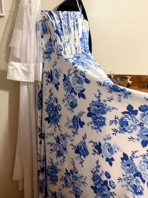B Darlin Blue floral dress with train thumbnail 3