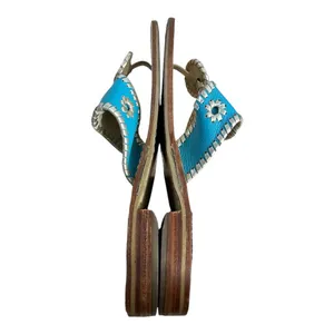 Jack Rogers Navajo Turquoise Blue Leather Whipstitch Sandal Shoes Palm Beach 9 M thumbnail 5