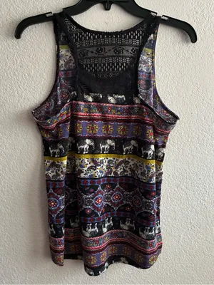 Self Esteem Bohemian Print Race Back Tank Multicolor L thumbnail 7
