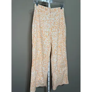 Free People Love So Right Wide Leg Pants Peach Floral Size 8 Boho Coastal Resort thumbnail 3