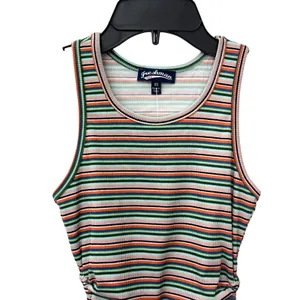Freshman Tank Top Sleeveless Drawstring Side Ribbed Striped Multicolor W XS NWOT thumbnail 3