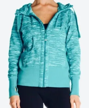 Zella Marled Hoodie Zipper Sweatshirt Jacket Long Sleeves Teal S thumbnail 1