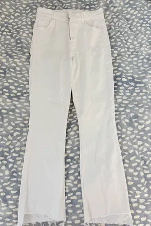 MOTHER Insider Denim Crop Step Fray Jeans White thumbnail 1