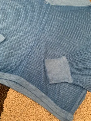 Free People Size XS, Blue Waffle Sweater Top thumbnail 9
