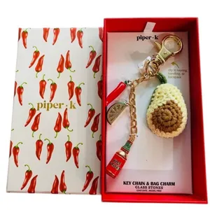 Betsey Johnson Piper K Knit Avocado Multi Charm Keychain Bag Purse Southwestern‎ NWT thumbnail 1