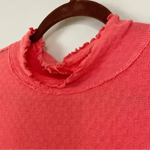 We The Free Sara‎ Pointelle Turtleneck Long Sleeve Top Coral Size Large thumbnail 6
