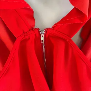 Red Ruffle V Neck Sleeveless Crop Top Back Zip‎ XS Whimsygoth Chic Club Attire thumbnail 6