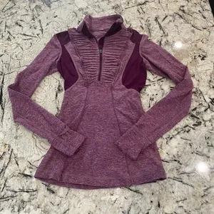 Lululemon Run Your Heart Out Pullover Quarter Zip in Heathered‎ Plum thumbnail 1