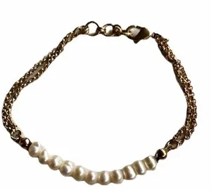 Vintage pearl chain bracelet thumbnail 1