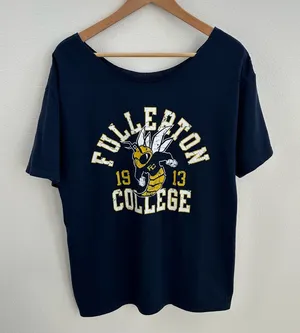 Fullerton College Navy Off the Shoulder T-Shirt thumbnail 1