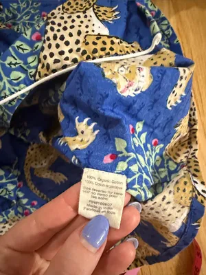 Printfresh Bagheera Leopard Print Blue Organic Cotton Pajama Top Sz M thumbnail 5