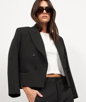 Equipment Femme Ori Black Double-Breasted Jacket thumbnail 1