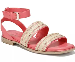 NEW Naturalizer Women's Gana Square Toe Strappy Flat Sandals SZ-8 Coral Pink thumbnail 1