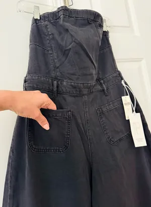 Anthropologie Pilcro Strapless Polished Wide-Leg Denim Jumpsuit, Size 4 thumbnail 9