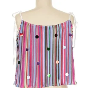 Queen of Sparkles, Rainbow Sequin Blouse Red Size M thumbnail 2