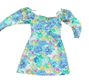ZARA Women's XS Off Shoulder Floral Poplin Mini Dress Multicolor Summer Party thumbnail 1