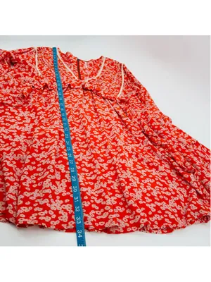 Free People Floral Mini Baby Doll Dress, Size M, Orange and White thumbnail 8