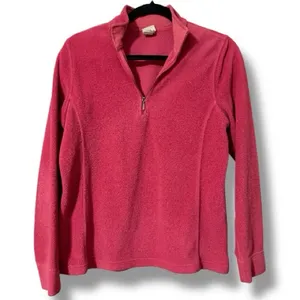 L.L. Bean women’s size small pullover fleece 1/4 zip jacket sweater coral salmon thumbnail 1