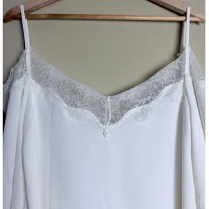 Women's Cold Shoulder Blouse S White Lace Long Sleeve Fairy Romantic Party Night thumbnail 10