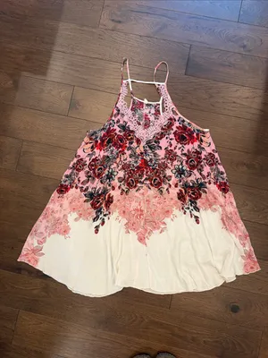 Intimately by Free People Floral Haze Lace Trim Mini Slip Dress Large - C61-105 thumbnail 2