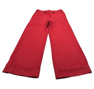 SHEINBAE is Red High-Rise Wide Leg Pants with Cuffed Hem thumbnail 1