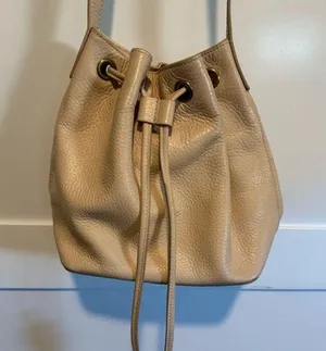 J. Crew Pink Leather Bucket Bag Tassel Enclosure crossbody thumbnail 1
