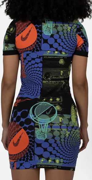 Nike Essential Rave Bodycon S/S Dress Graphic Print Women Medium Large Runs Small thumbnail 2