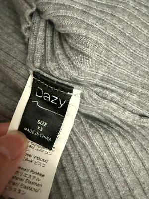 Dazy Gray Ribbed Button-Up Women's Sweater Cardigan Scalloped Trim Size XSmall thumbnail 3