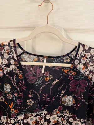 Free People Floral Semi Sheer Long Sleeve Isabella Tunic Blouse Small thumbnail 5