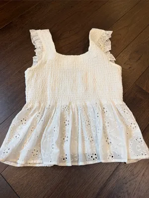 Isa & Ella Women’s White Eyelet Ruffle Peplum Tank Top Size Large - C73-035 thumbnail 3