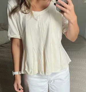 NWOT Free People We The Free Pleated Drifter Peplum Tee top low back s thumbnail 1