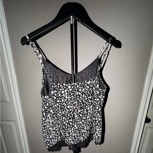 AtOwn Black & White Polka Dot Camisole Top – Lace Hem – Size Small thumbnail 3