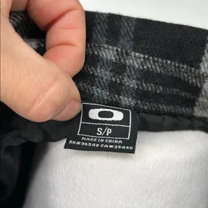 Oakley Women's Coat Wool Button-up Jacket Plaid Gingham Black Gray Size Small thumbnail 2