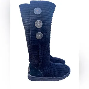 UGG Australia Tall Black Cardy Knit Women’s Button Sock Boots size 6 thumbnail 4