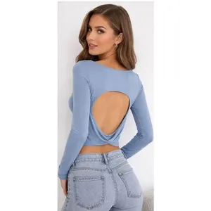 ✨Aritzia Sundays Best Ribbed Open Back Cropped Blue Sz Medium Top✨ thumbnail 2