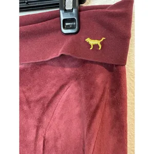 Victoria's Secret Y2K Pink Velour Pants Fold Over‎ Bootcut In Burgundy Size M thumbnail 5