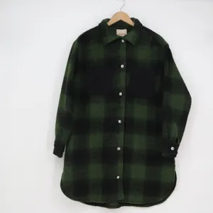 Casa Cabana Brenda Plaid Shacket Black Army Green Buffalo Check Button Down S thumbnail 2