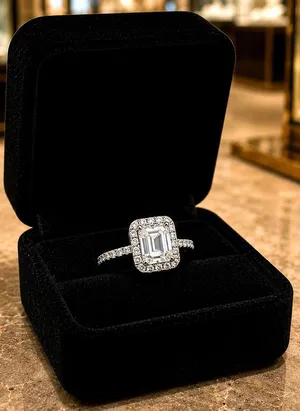 2 carat Moissanite Triangular Cut Ring with Moissanite Accents Size 7 thumbnail 1