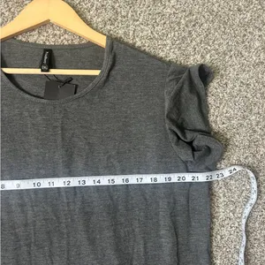 NWT PrinStory Gray T-Shirt Ruffle Sleeve Casual Neutral XXL thumbnail 5