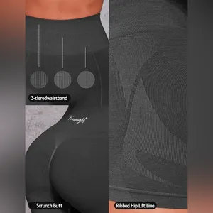 FRESOUGHT Workout Gym Butt Scrunch Tummy Control High Waisted Shorts Dark Grey thumbnail 2