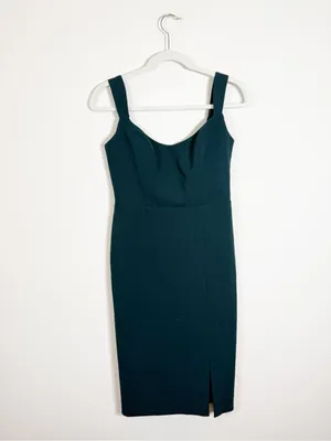 BHLDN Ana Crepe Emerald Green Midi Dress Size 8 thumbnail 3