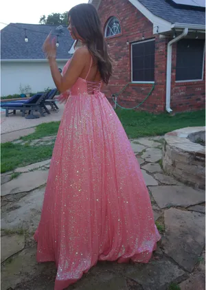 Authentic Sherri Hill 54261 Coral Glitter Ballgown pageant Prom Dress Size 0 thumbnail 2