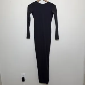 SKIMS Women Maxi Dress Small Gray Long Sleeve‎ Open Back Bodycon Lounge Stretch thumbnail 2